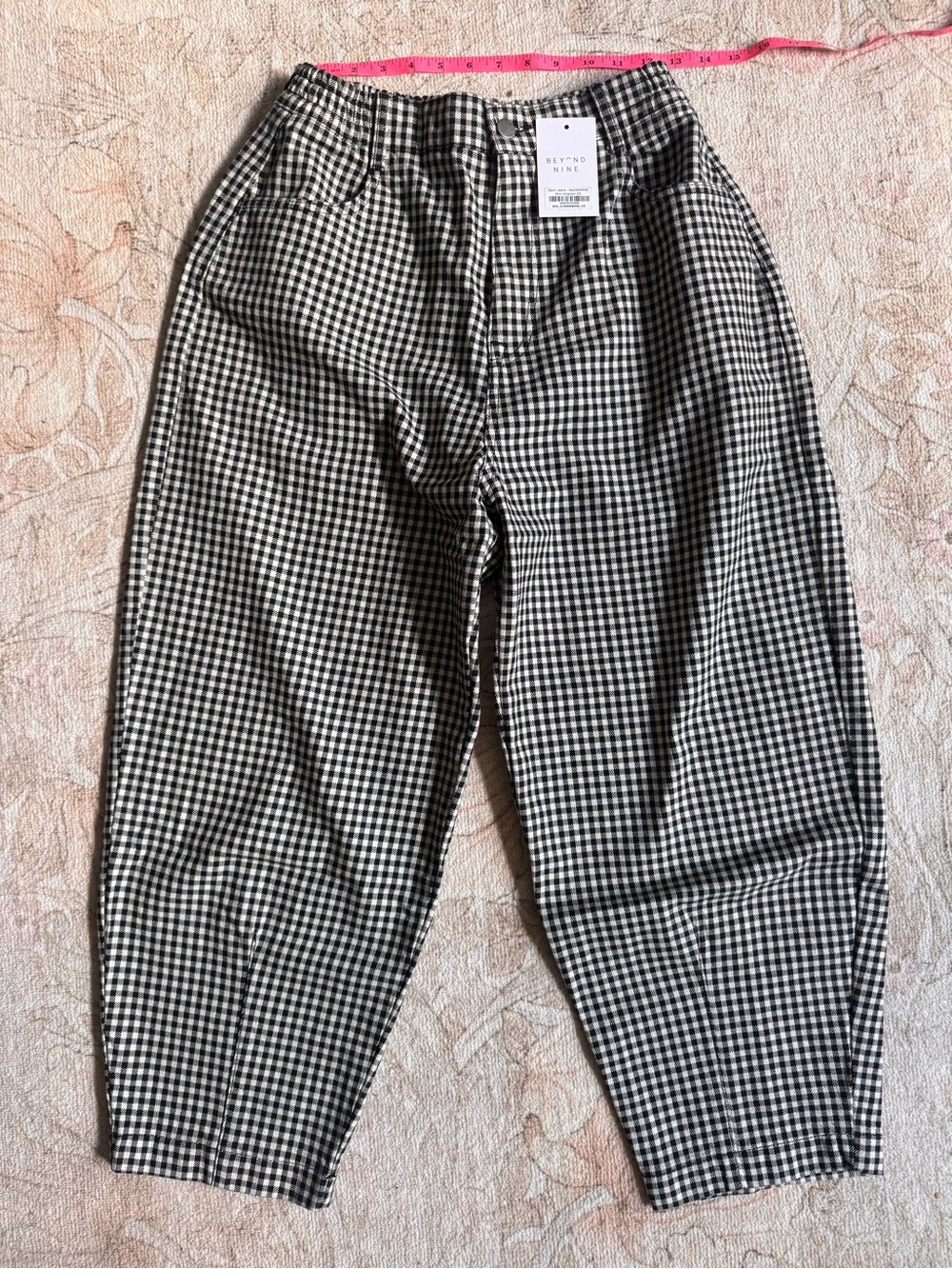Remi Barrel Leg Gingham Pants - Black & White - XS
